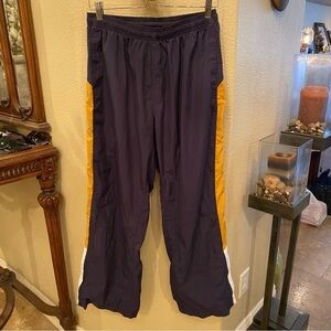 Vintage REEBOK Men Navy Yellow Mesh Lined Track Pants Size Large